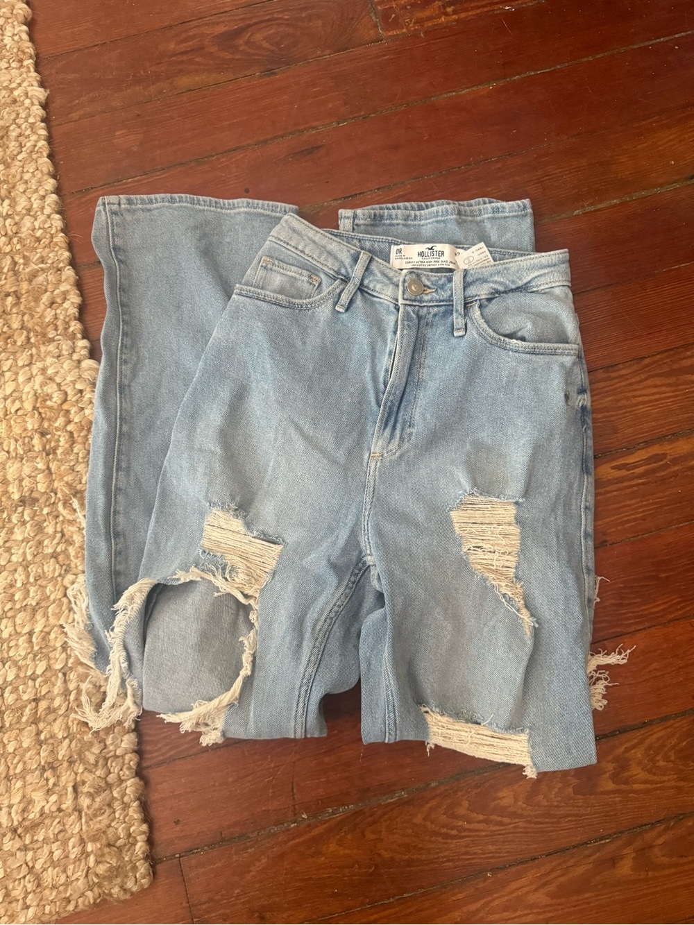Hollister Light Wash Distressed Boyfriend Jeans